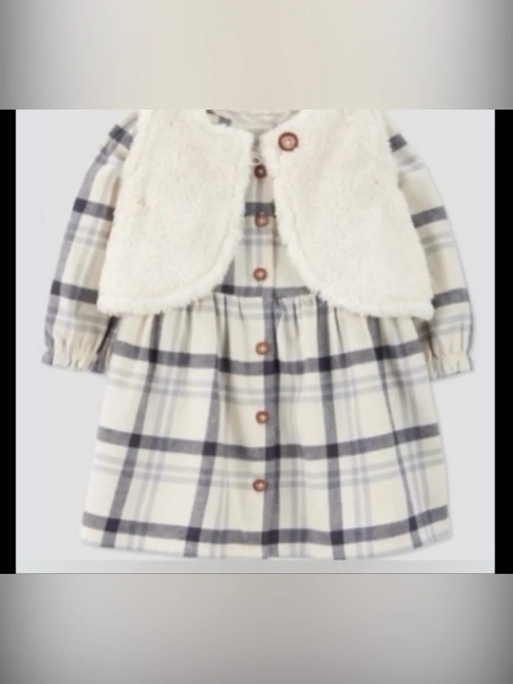 Carter's Just One You® Baby Girls' Plaid Vest Dress - Cream/Gray Size 12 Months